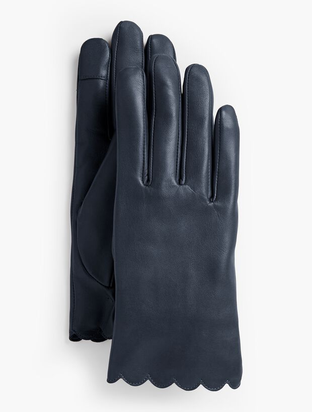 Scalloped Leather Touch Gloves