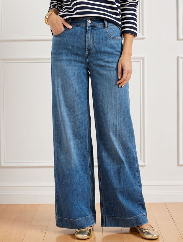 Ultra Wide Leg Denim Trousers - Adriana Wash