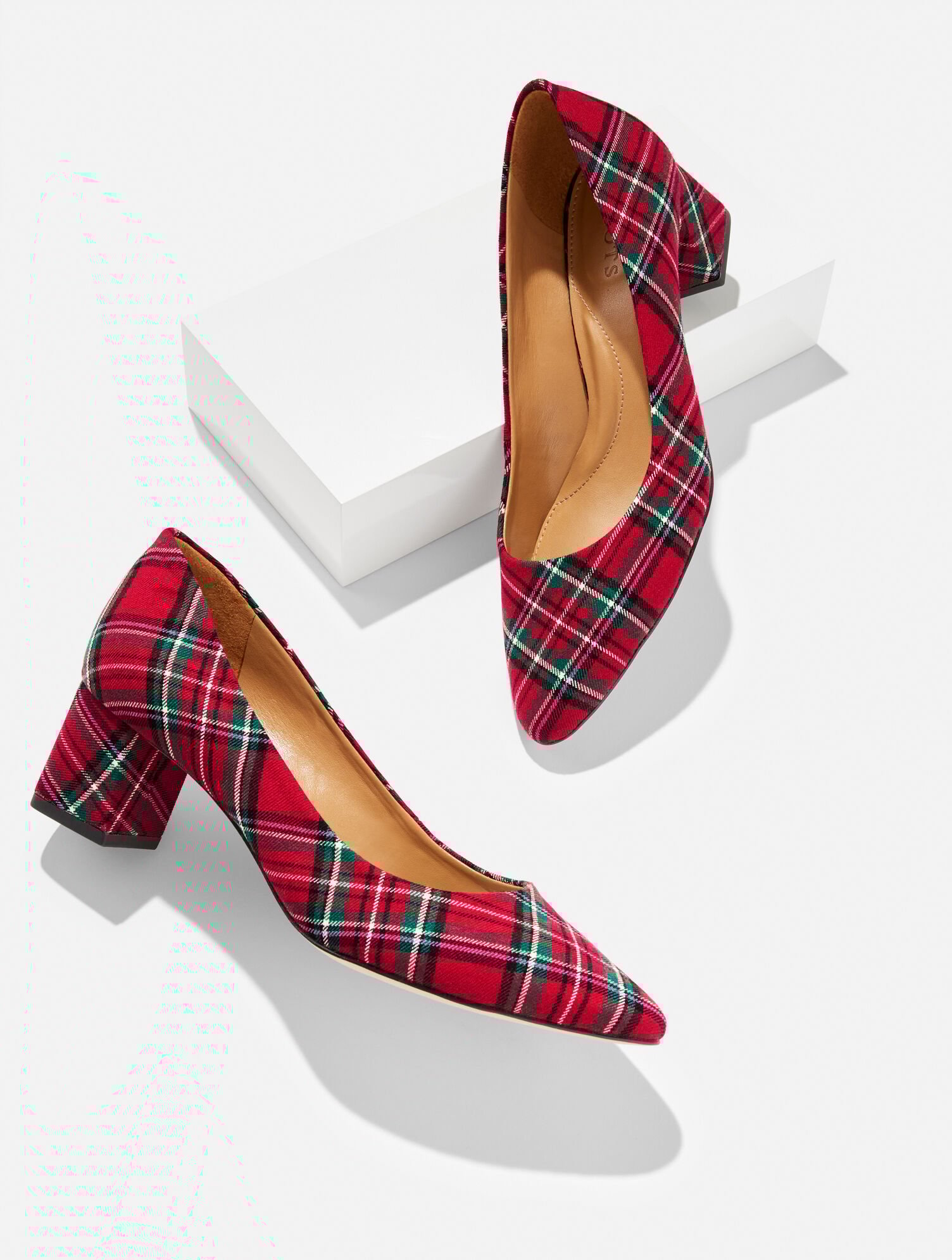 Kayla Block Heel Pumps - Cider Plaid