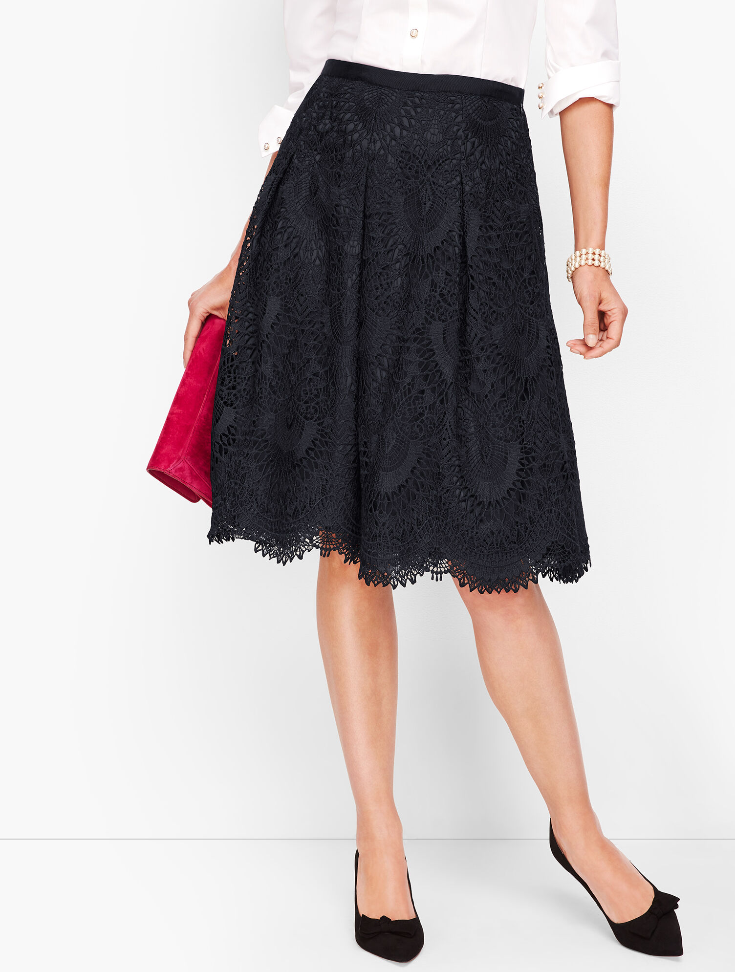 Pleated Lace Full Skirt