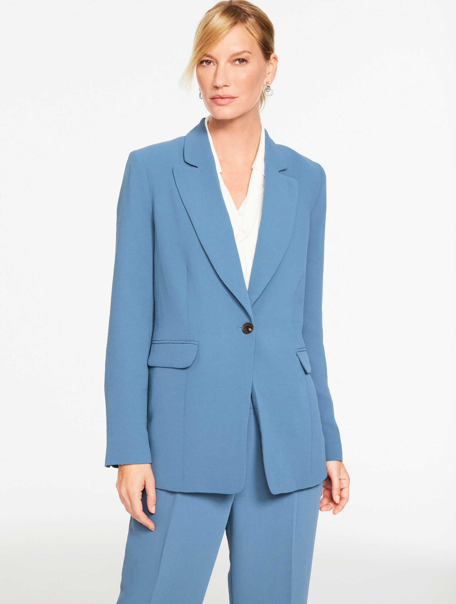 Polished Crepe Single Button Blazer