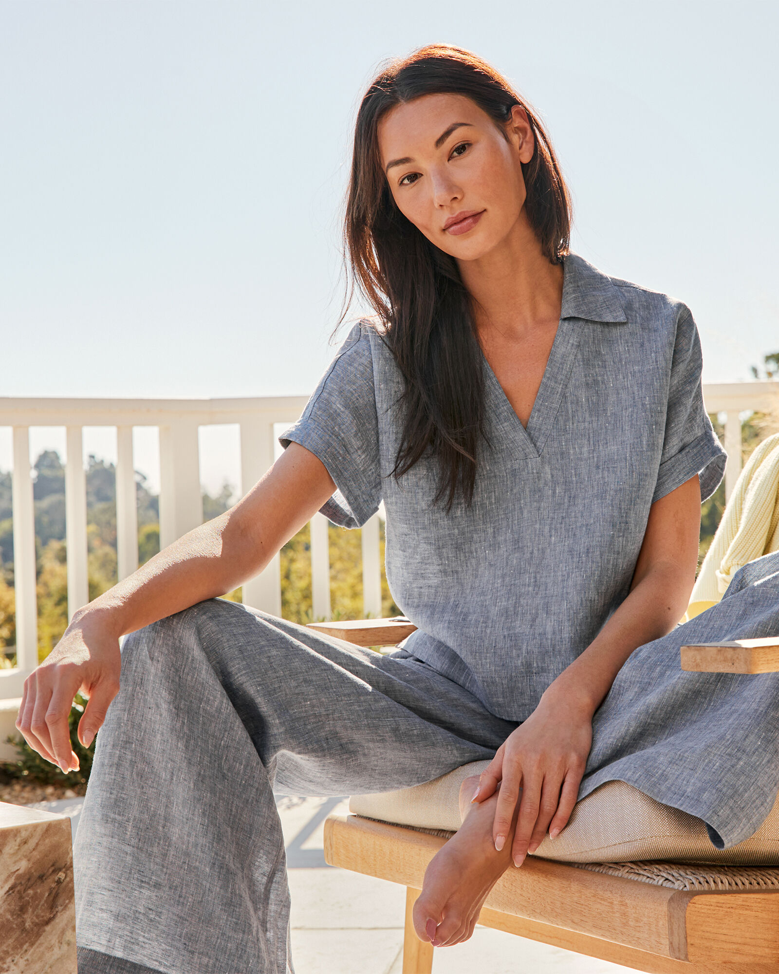 Linen Polo Top