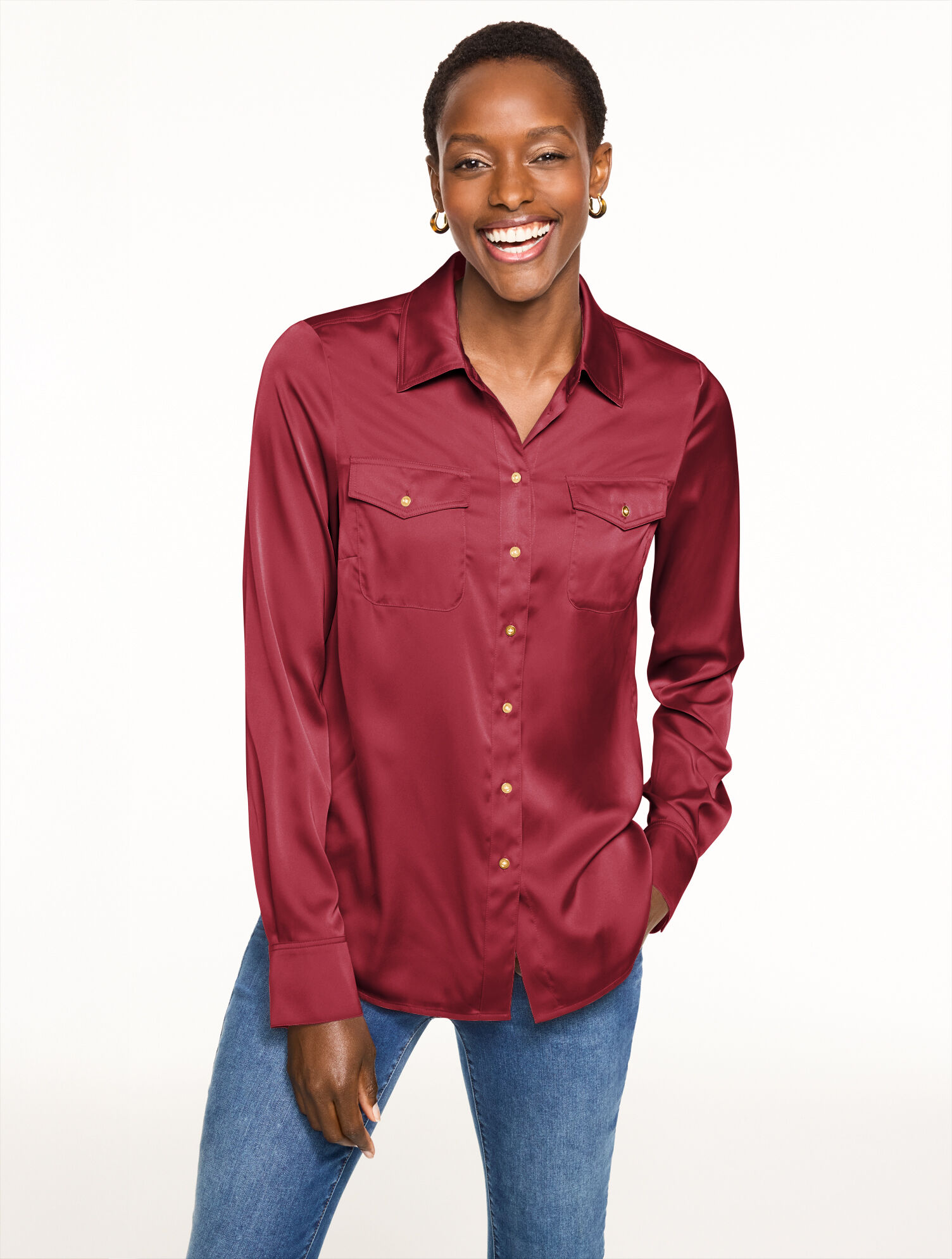 open lace back dress Red Satin Shirt