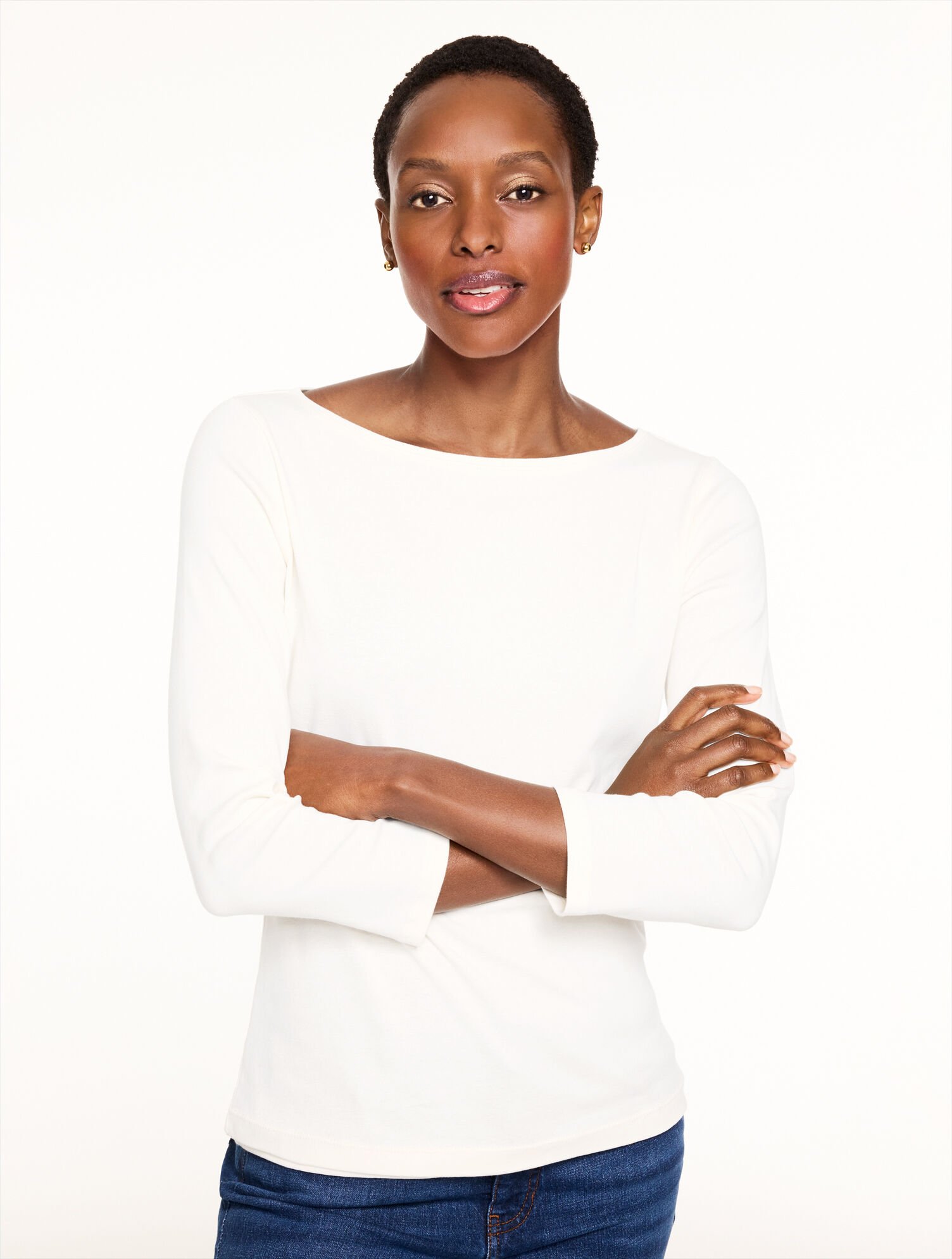 Solid Bateau Neck Tee Pima Cotton