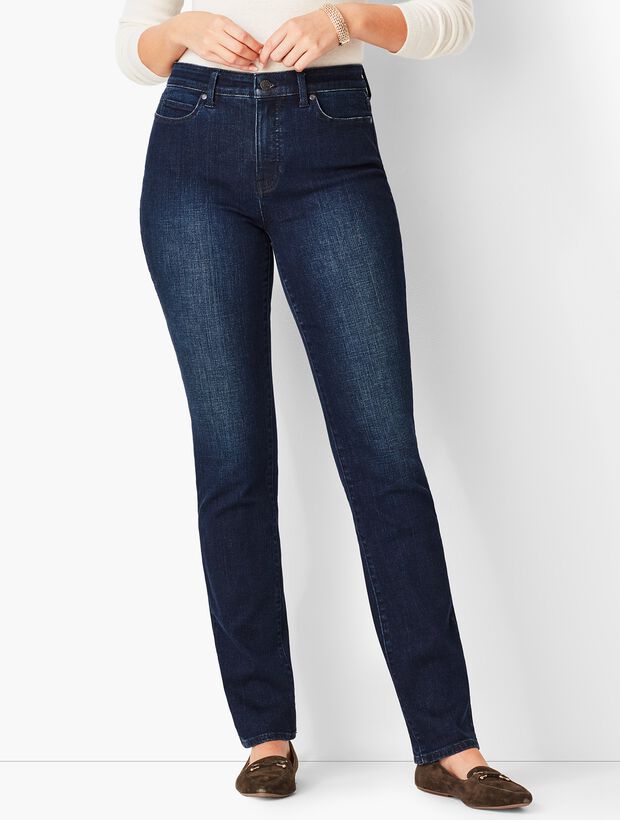 High-Waist Straight-Leg Jeans Curvy Fit Marco Wash Talbots