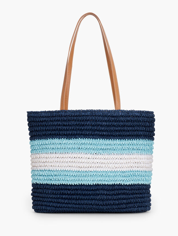 Tri-Color Crochet Paper Straw Tote Bag