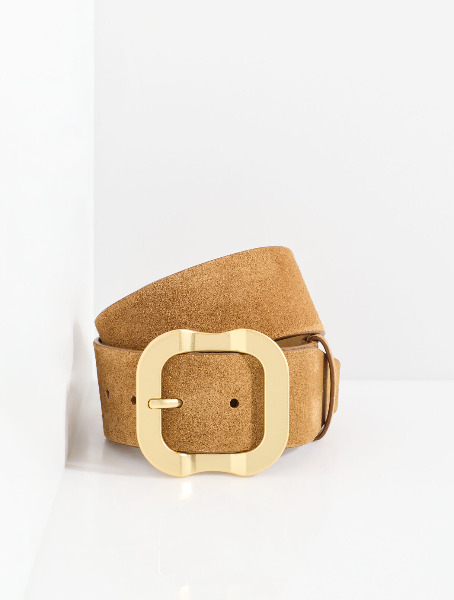 Carved Buckle Suede Belt