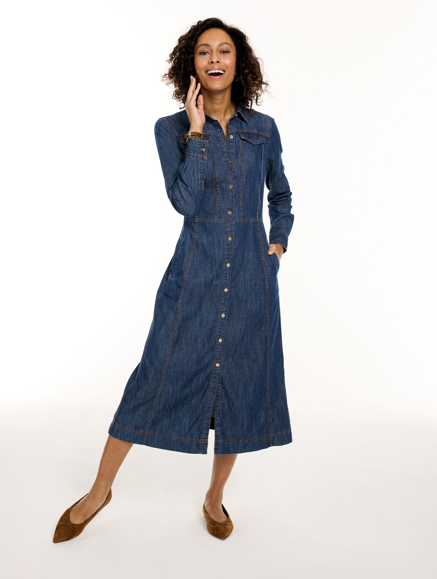 Denim Midi Dress - Portola Wash