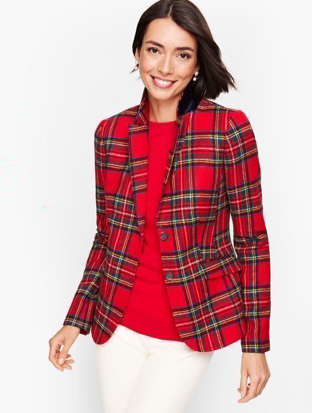 Shetland Wool Blazer Plaid Talbots