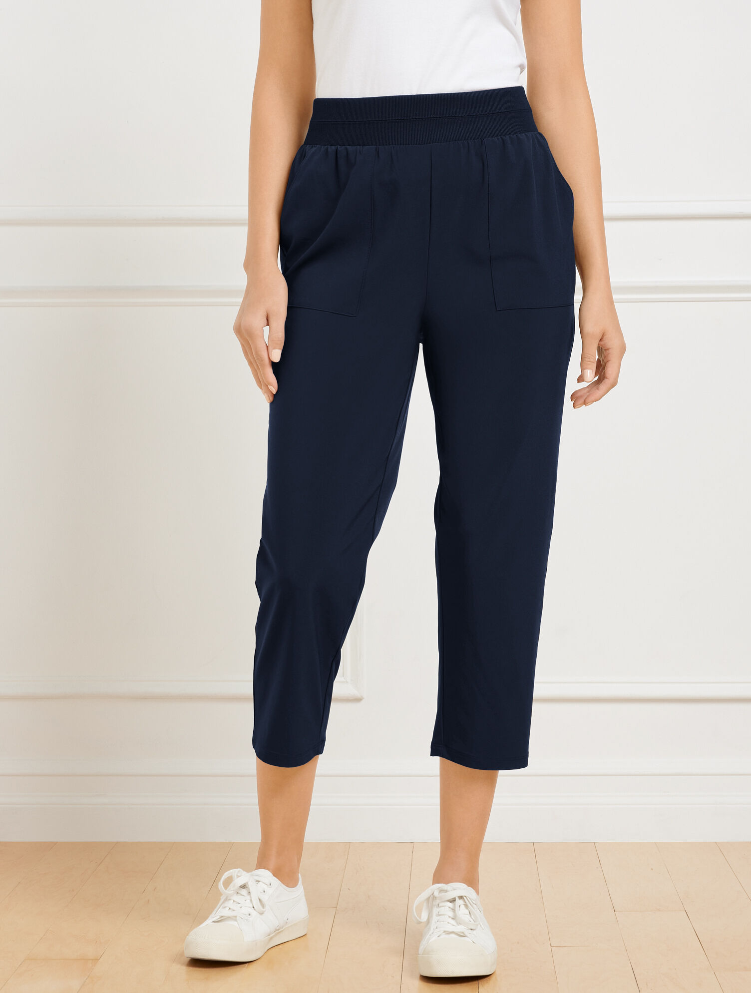 Lightweight Woven Stretch Straight Crop Pants - image 2