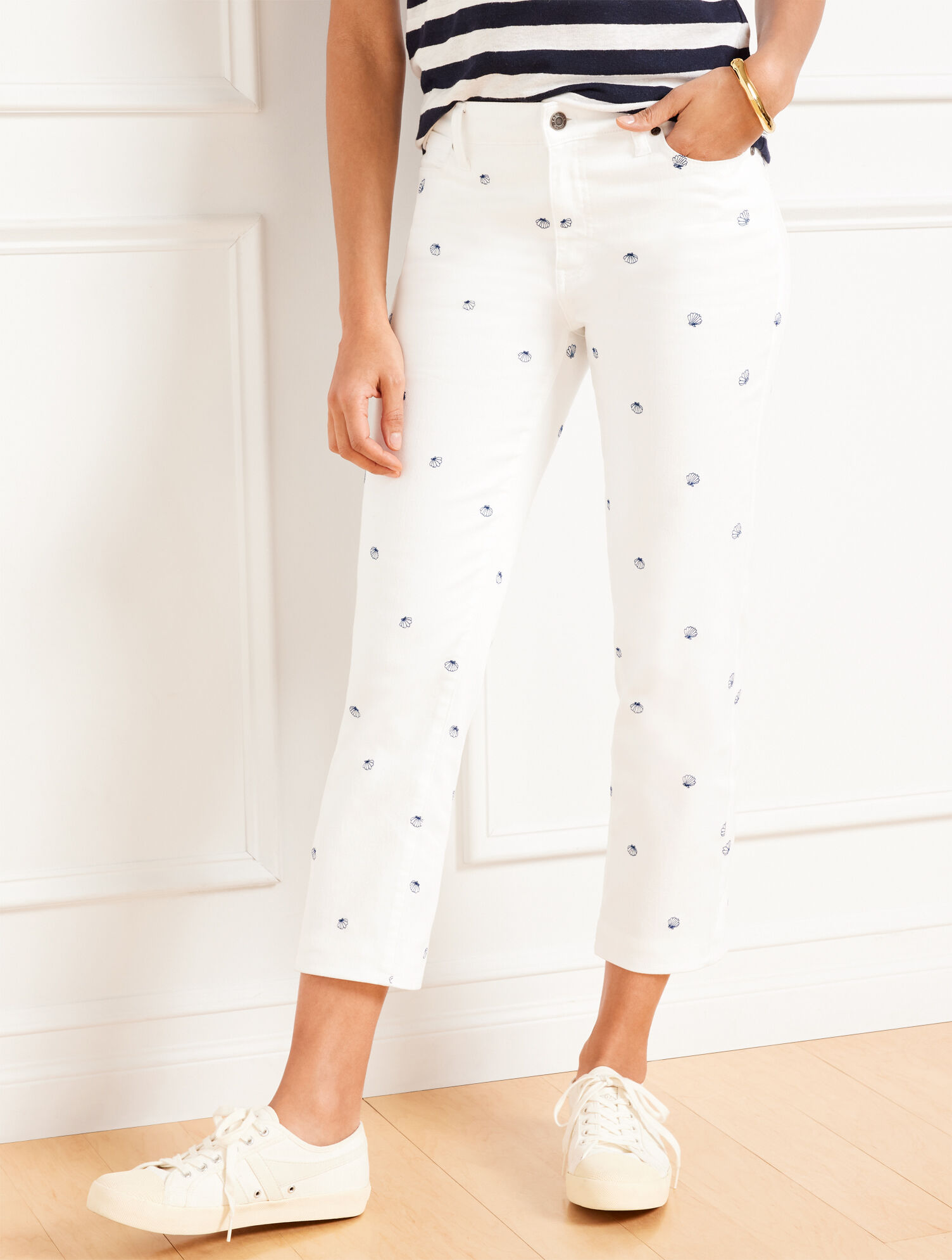Crop Straight Leg Jeans - Tossed Shells | Talbots