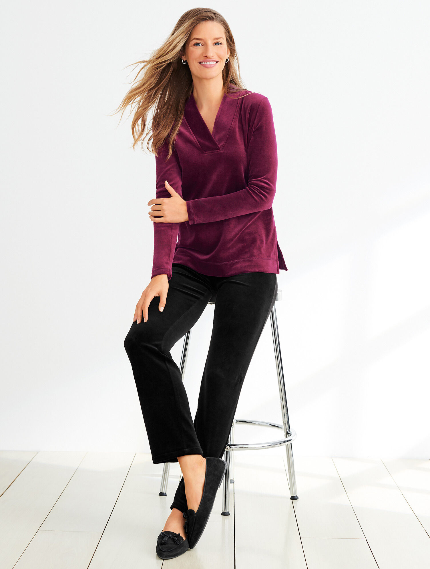 Talbots Tunic Luxe Velour Easy V-Neck Tunic | Talbots