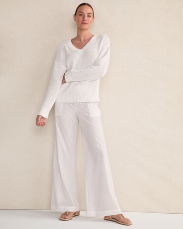 Organic Cotton Flat Tape V-Neck Sweater