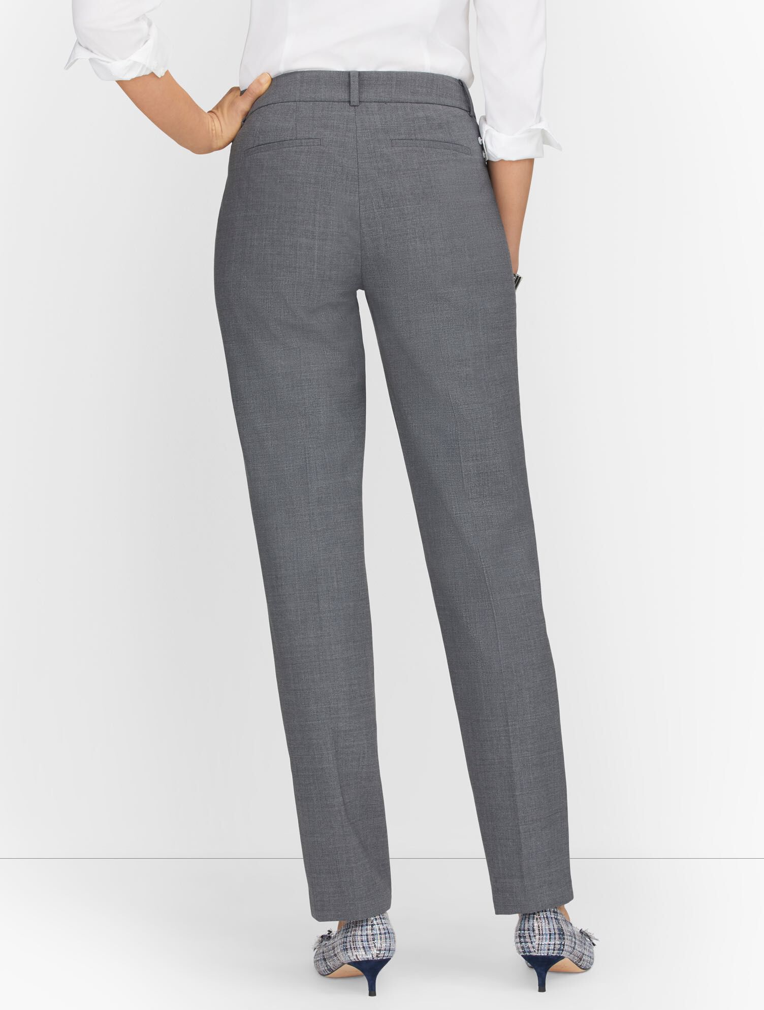 Luxe Wool Straight Leg Pants - Grey Mélange | Talbots