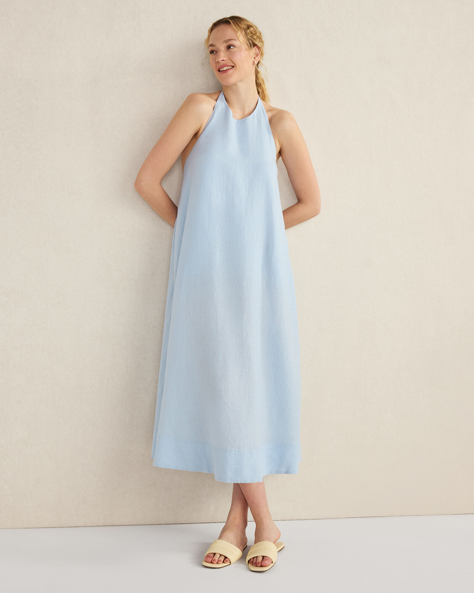Linen Halter Midi Dress