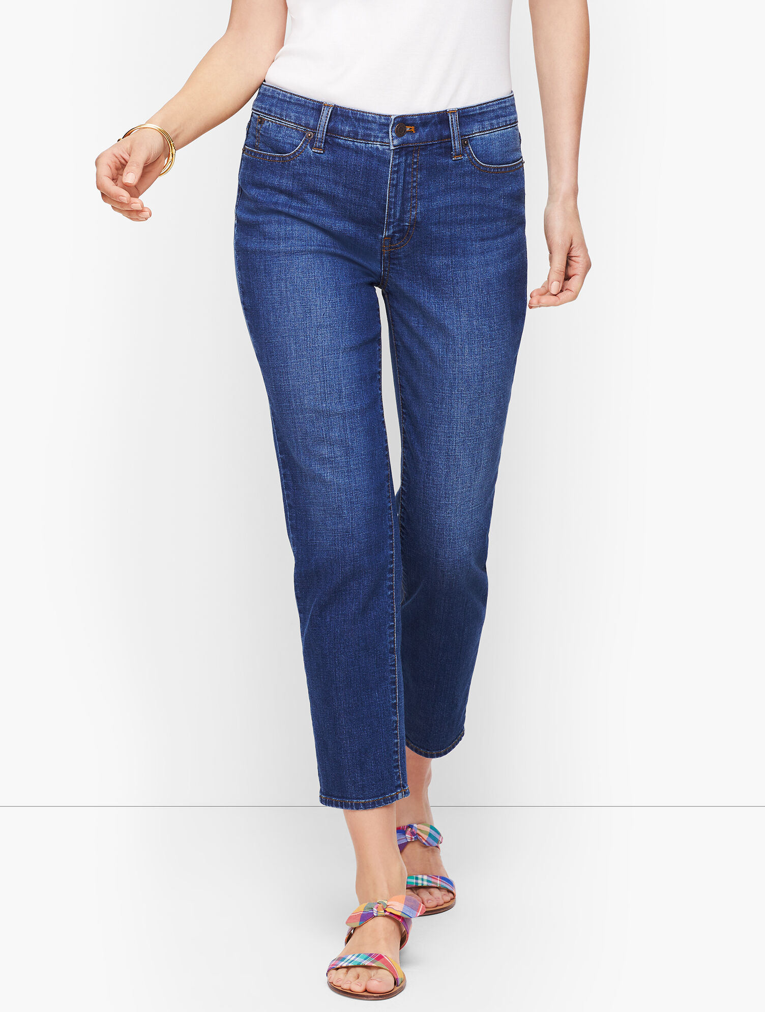 Straight Leg Crop Jeans - Varick Wash