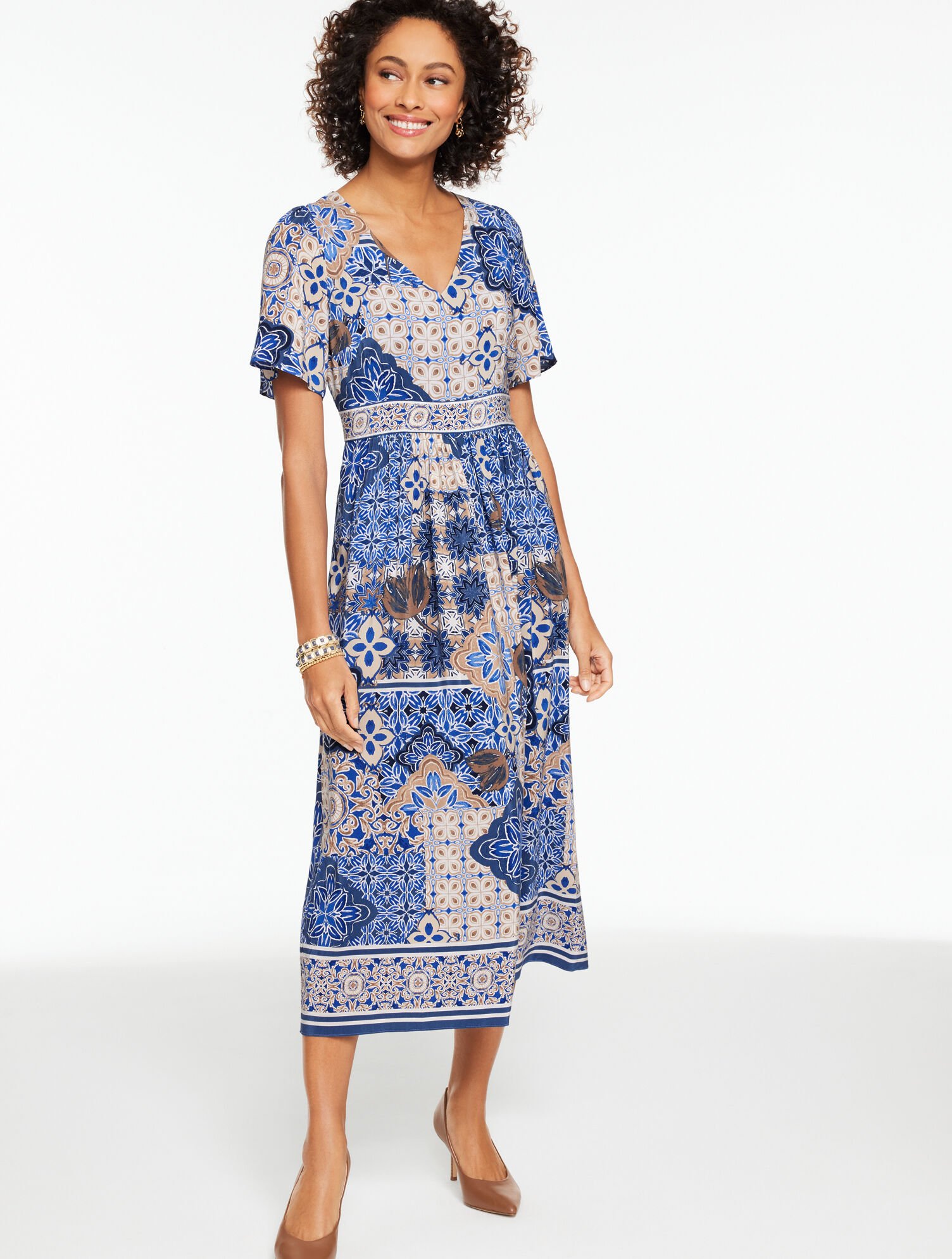 Short Sleeve Fit &amp; Flare Dress - Casablanca