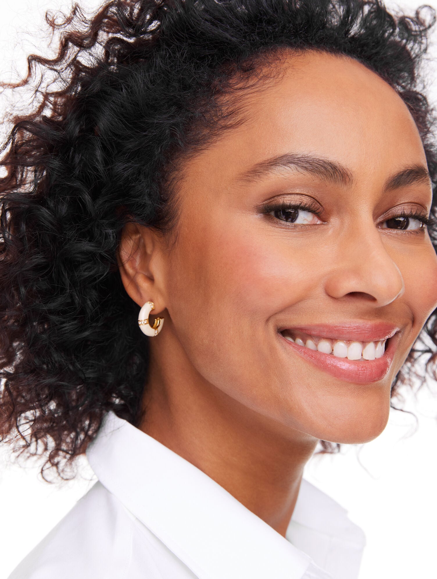 Banded Enamel Hoop Earrings