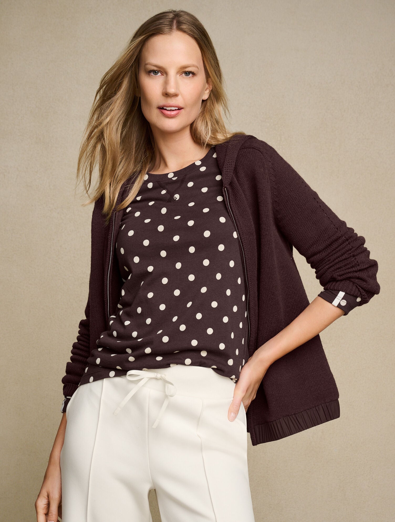 Hooded Pointelle Sweater Jacket - thumbnail 6