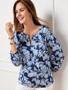 Pleated Sleeve Top - Outlined Floral
