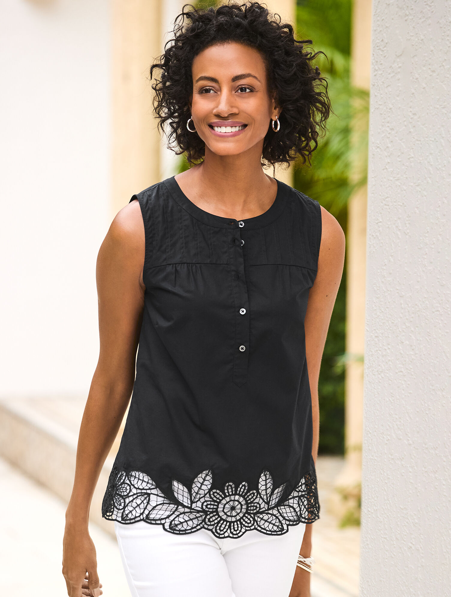 Sleeveless Poplin Top