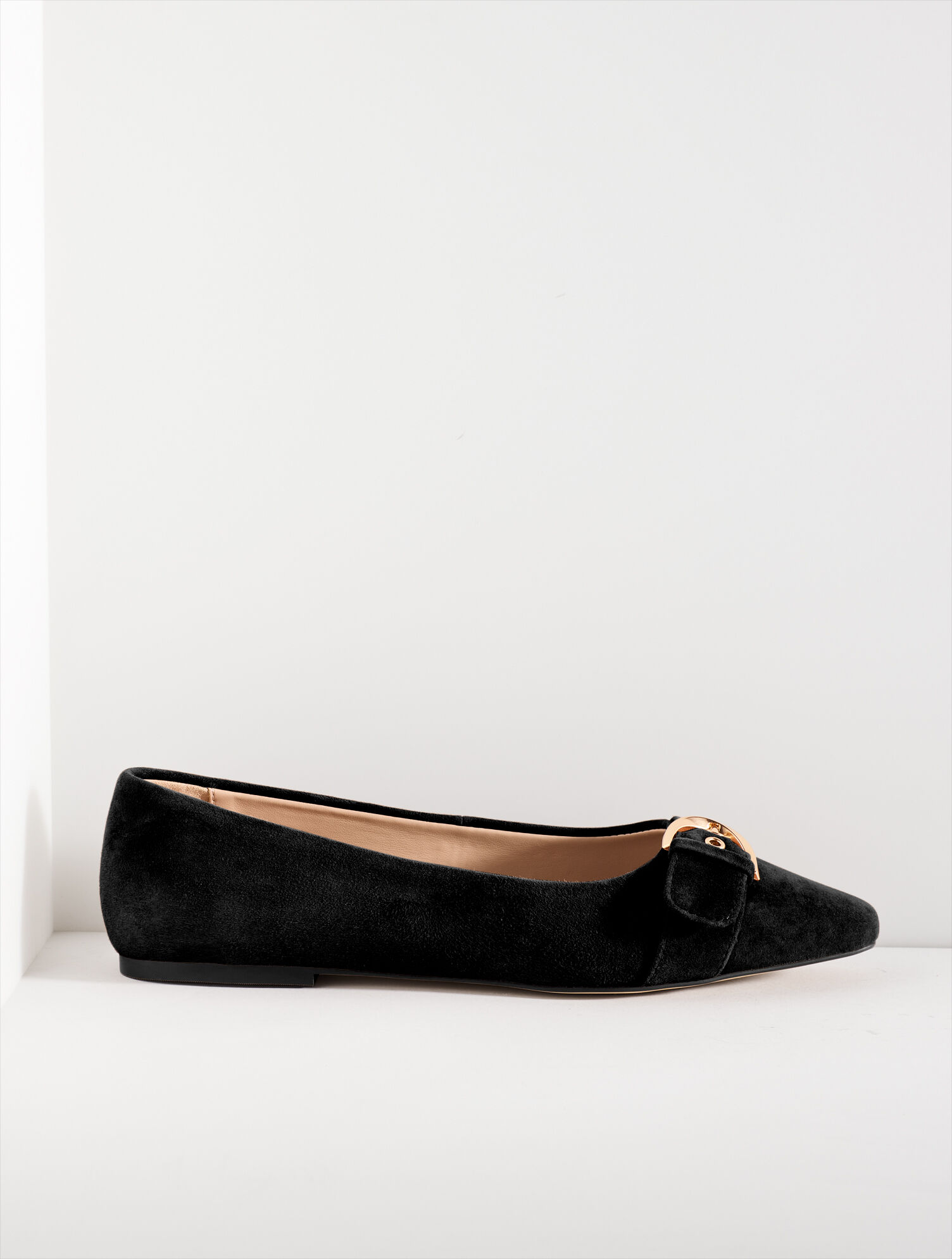 Whitley Buckle Suede Ballet Flats