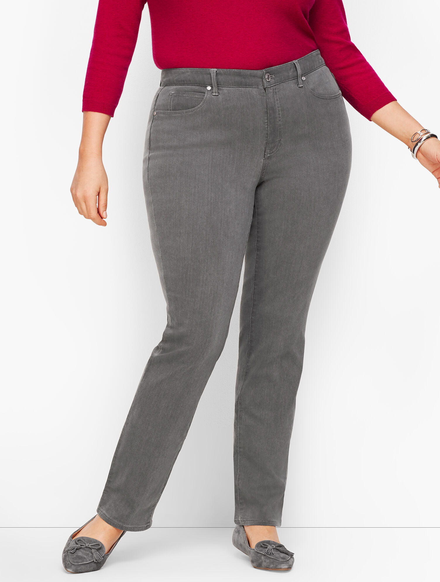 Plus Size Straight Leg Jeans Curvy Fit Deep Grey Talbots