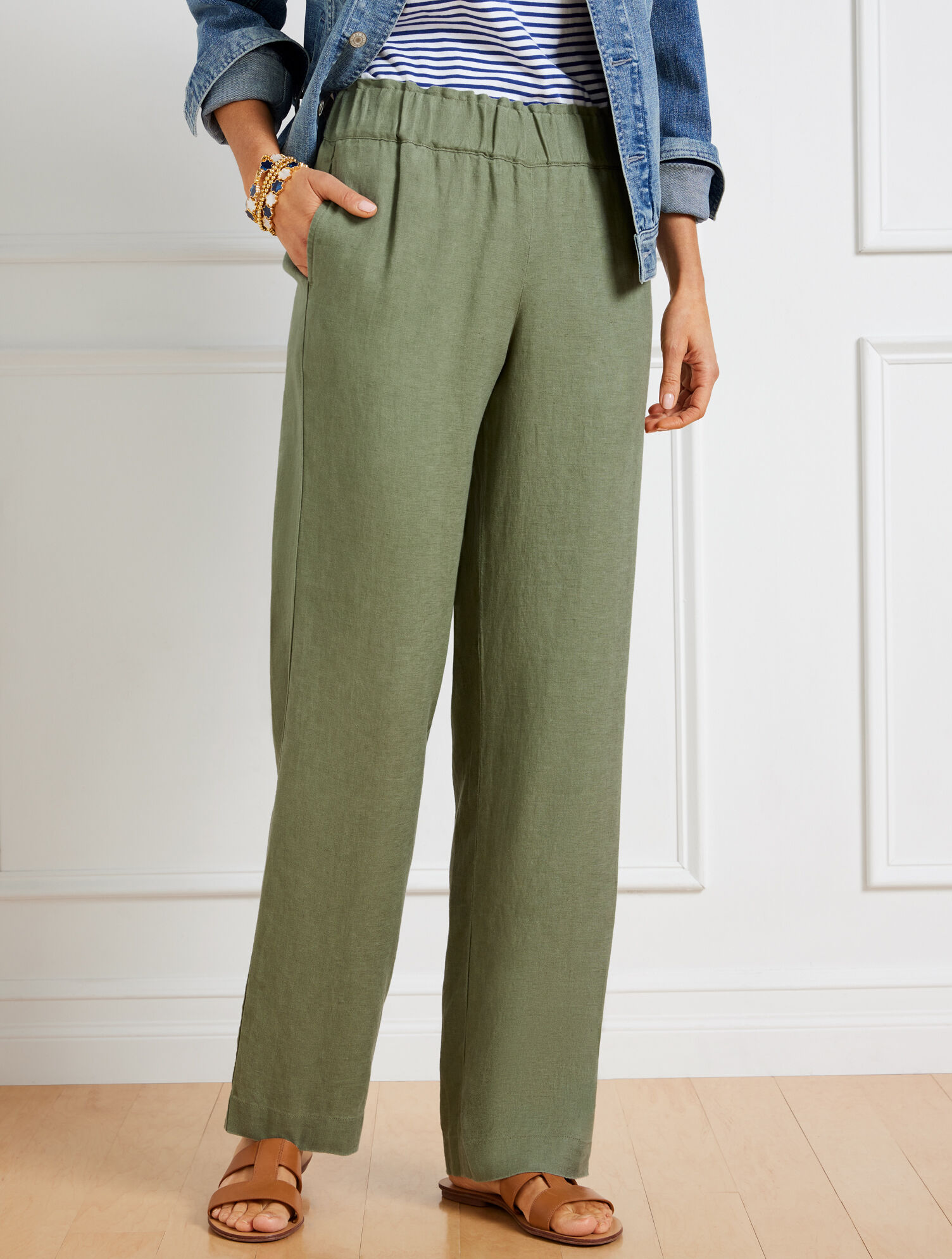 Talbots Nantucket Washed Linen Wide Leg Pants