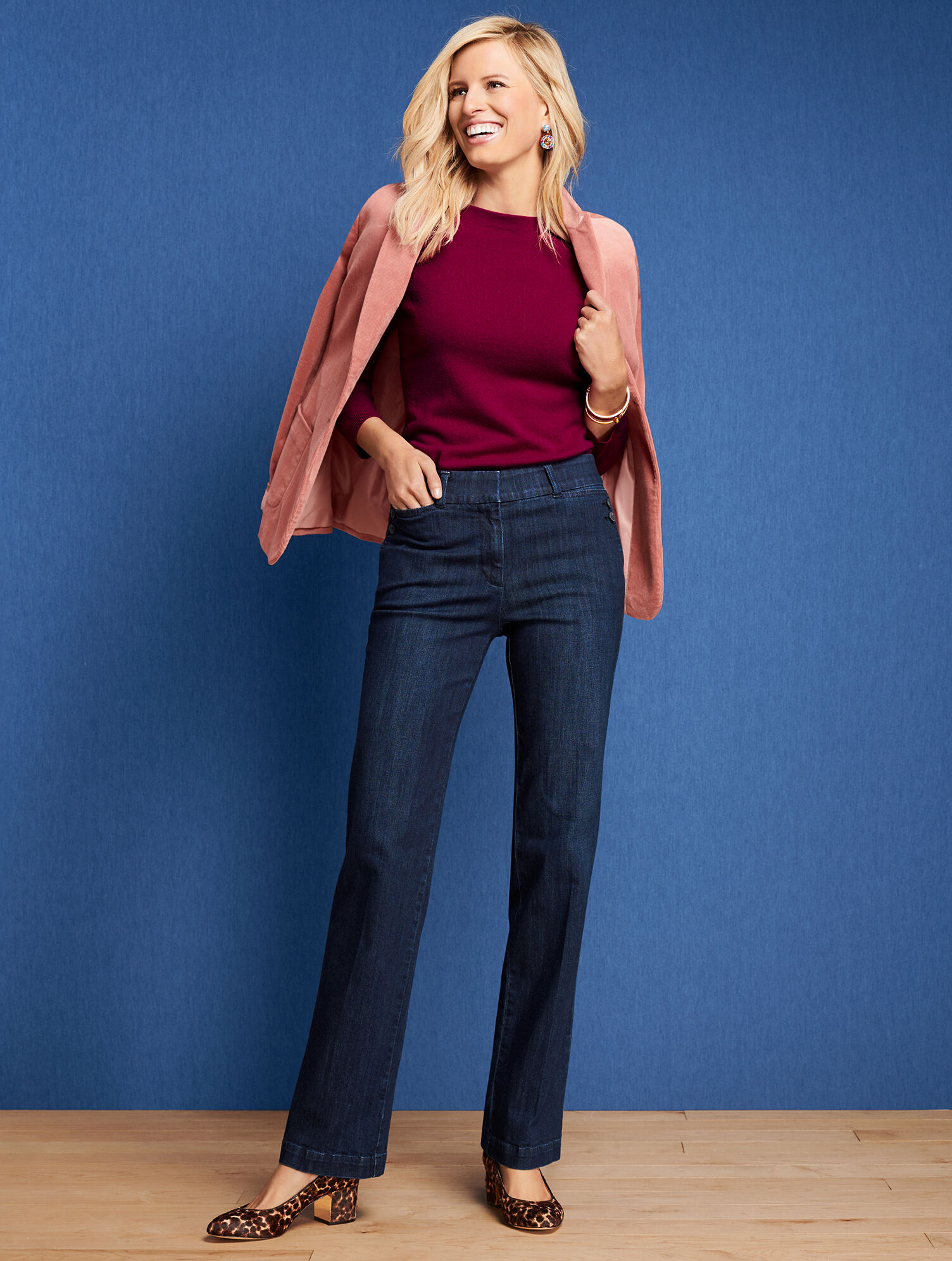 High-Waist Denim Trousers