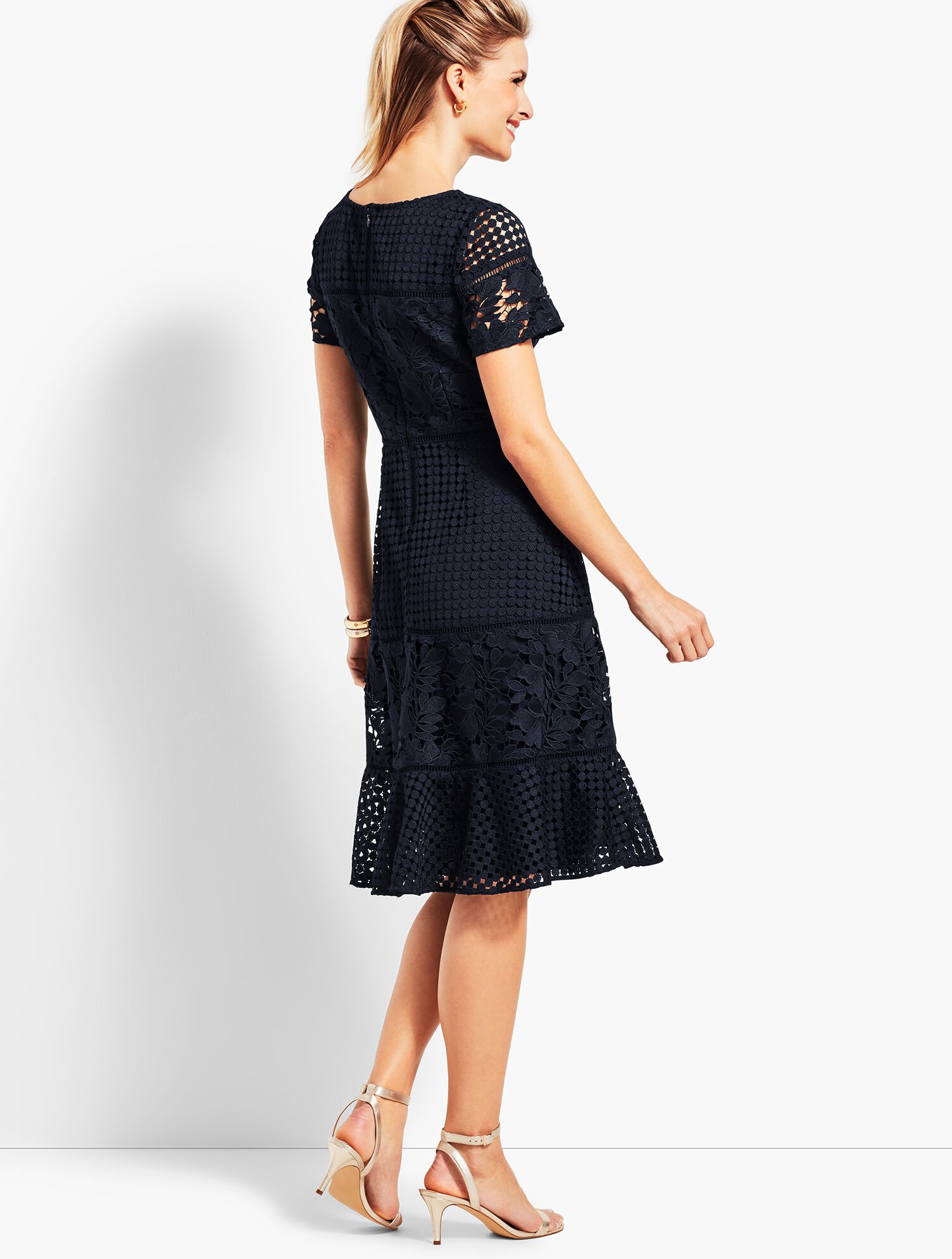 Mixed Lace Fit-And-Flare Dress | Talbots