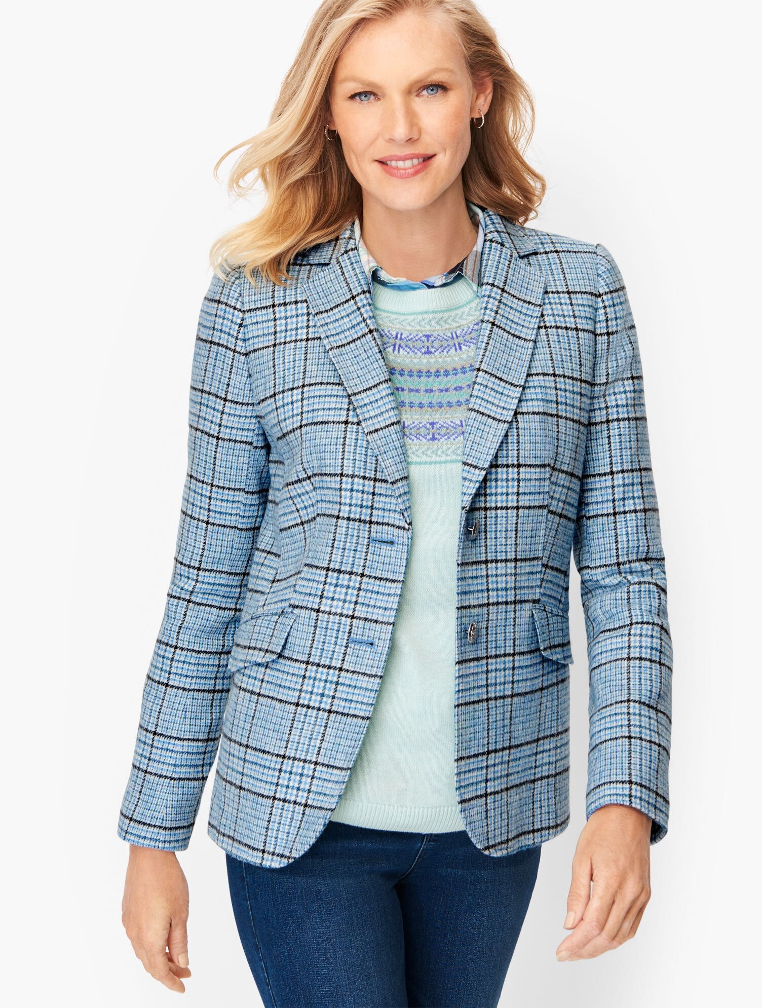 Classic Shetland Blazer Glen Plaid Talbots
