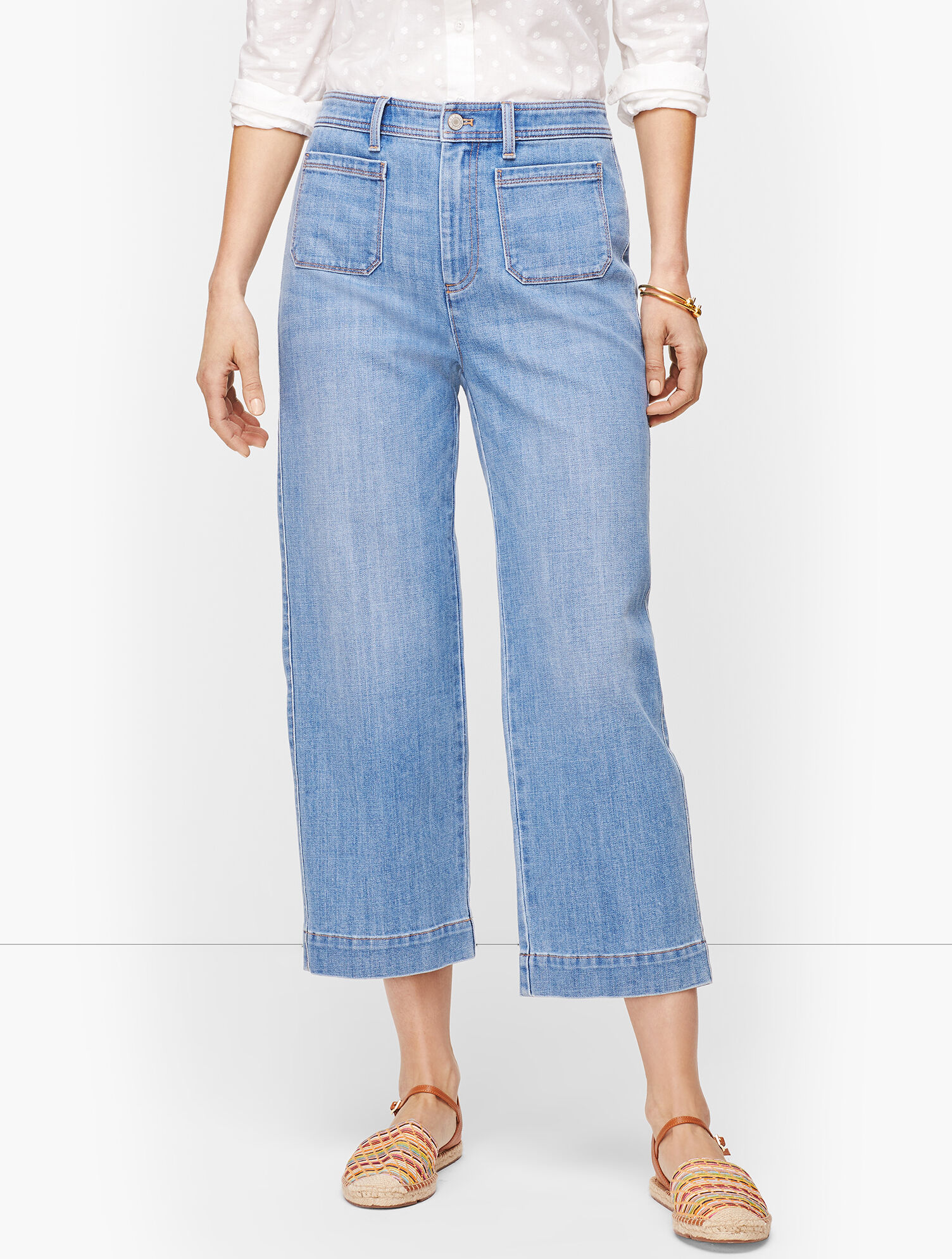 Wide Leg Crop Jeans - Tilden Wash