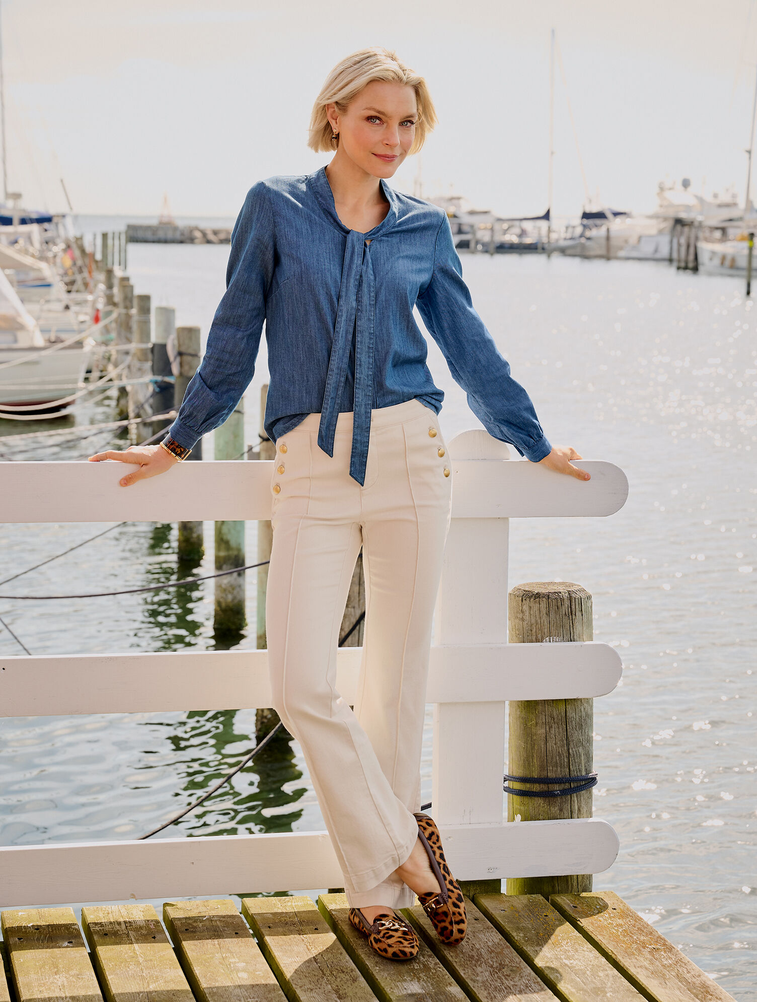 Top tie neck denim shirt Outlet Black Friday