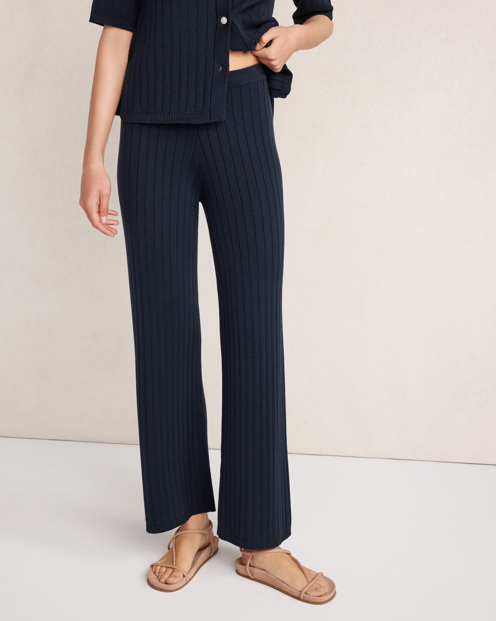 Organic Cotton Ribbed Wide Leg Pants | Haven Well Within