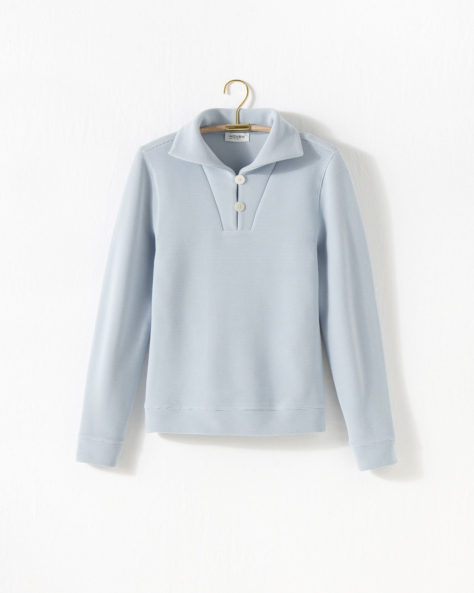 Ottoman Rib Button Collar Pullover