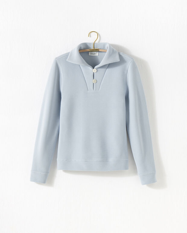 Ottoman Rib Button Collar Pullover
