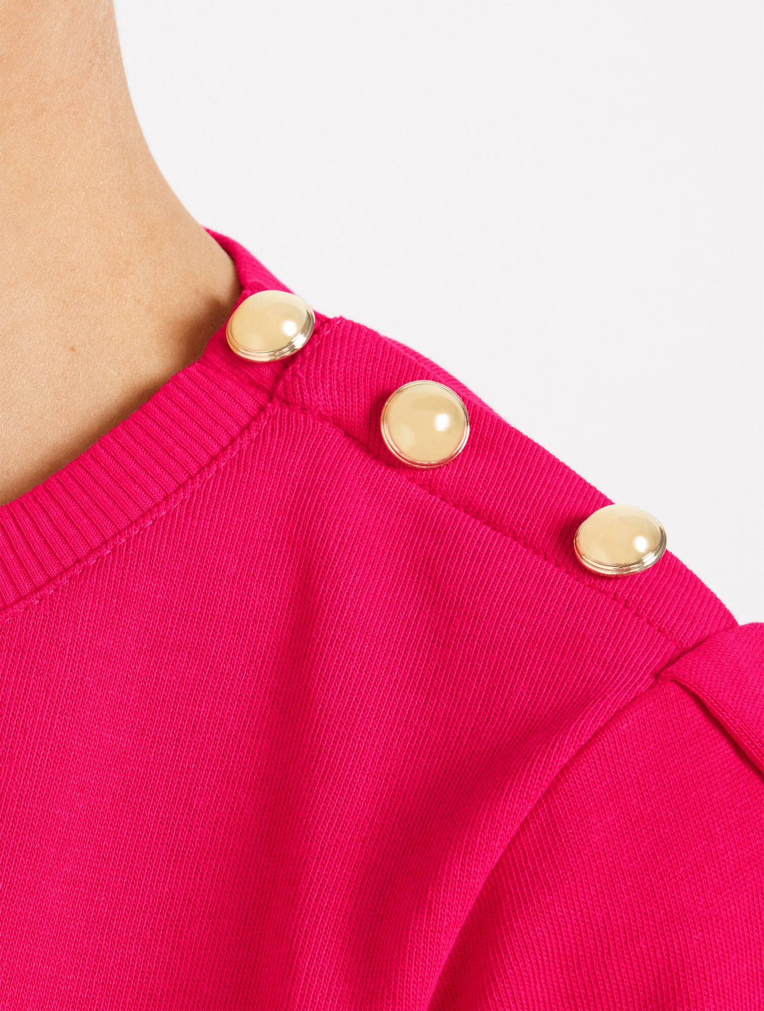 Button Shoulder Crewneck Sweatshirt