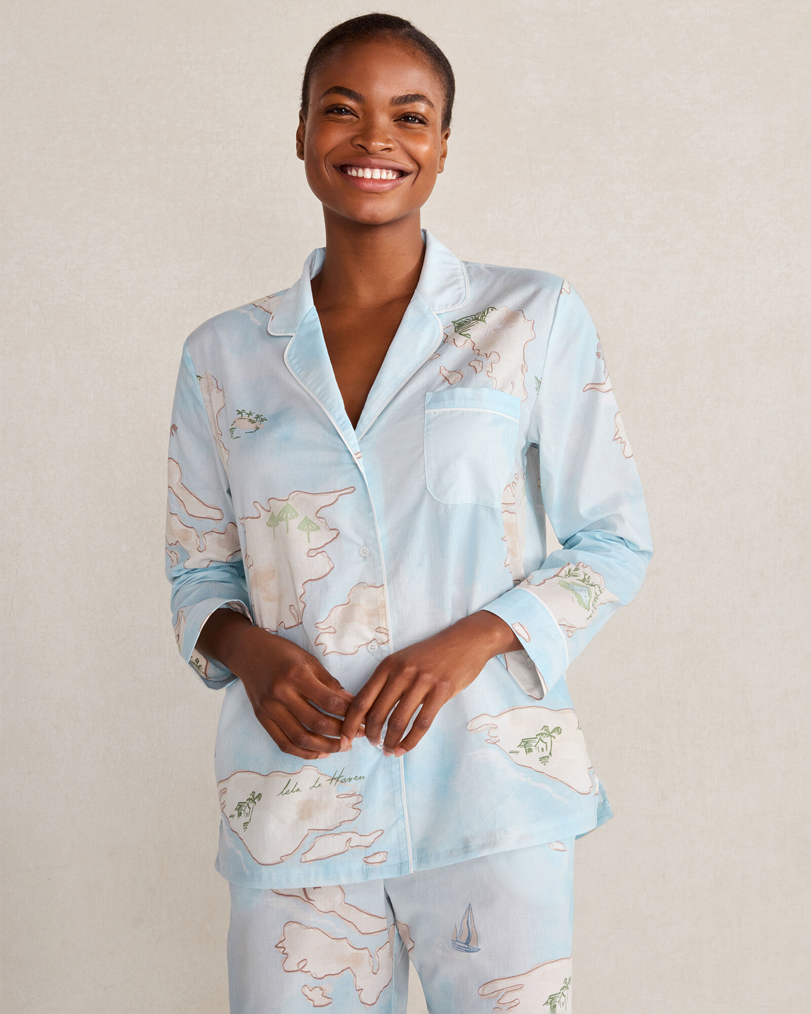 Organic Cotton Poplin Island Print Pajama Set Haven Well Within