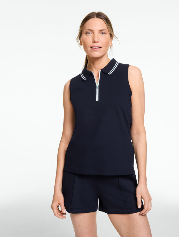 Piqu&eacute; Half-Zip Sleeveless Polo