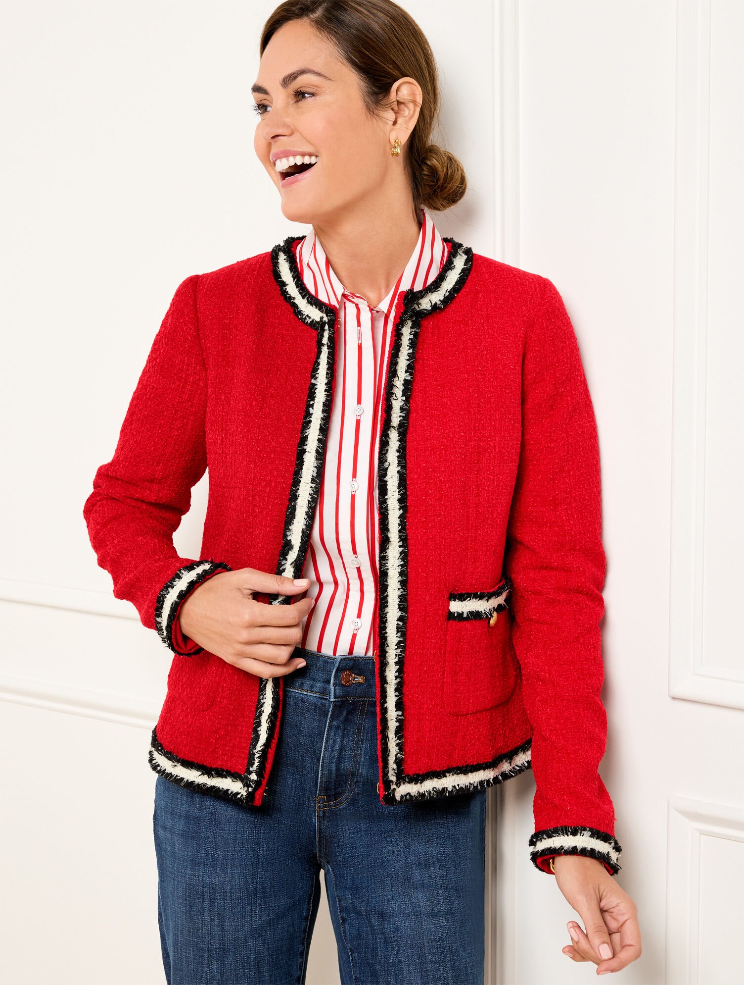 Fringe Stripe Tweed Jacket Talbots