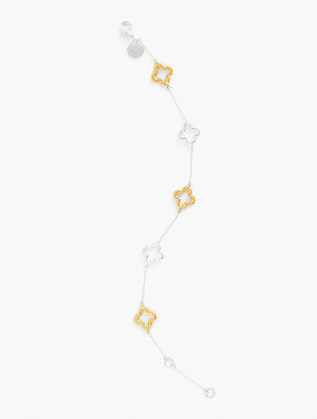 Clear Silvertone Clover Bracelet With Swarovski Crystals