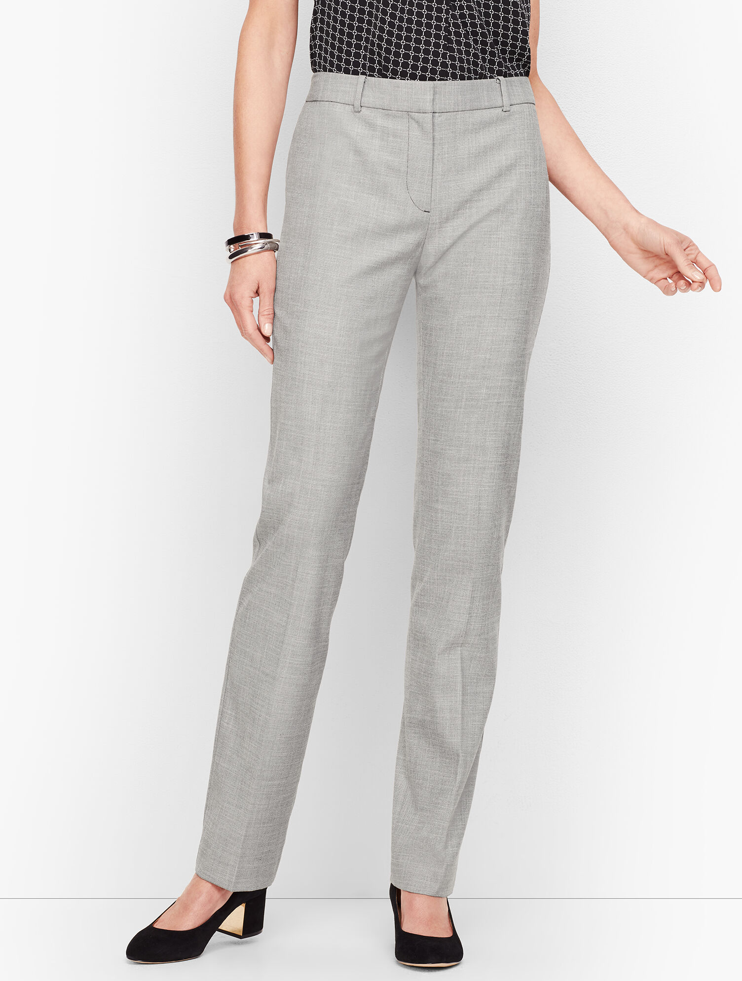 Tailored Sharkskin Straight Leg Pants