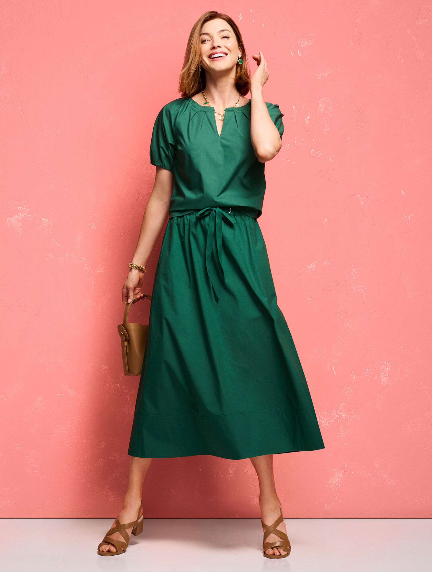 Modern Poplin Drawstring Skirt | Talbots