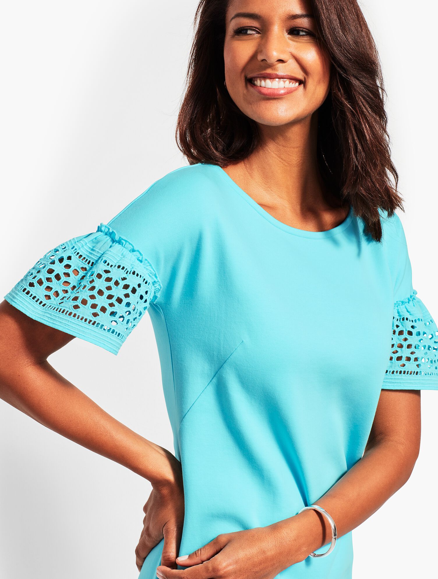 Eyelet Interlock Shift Dress