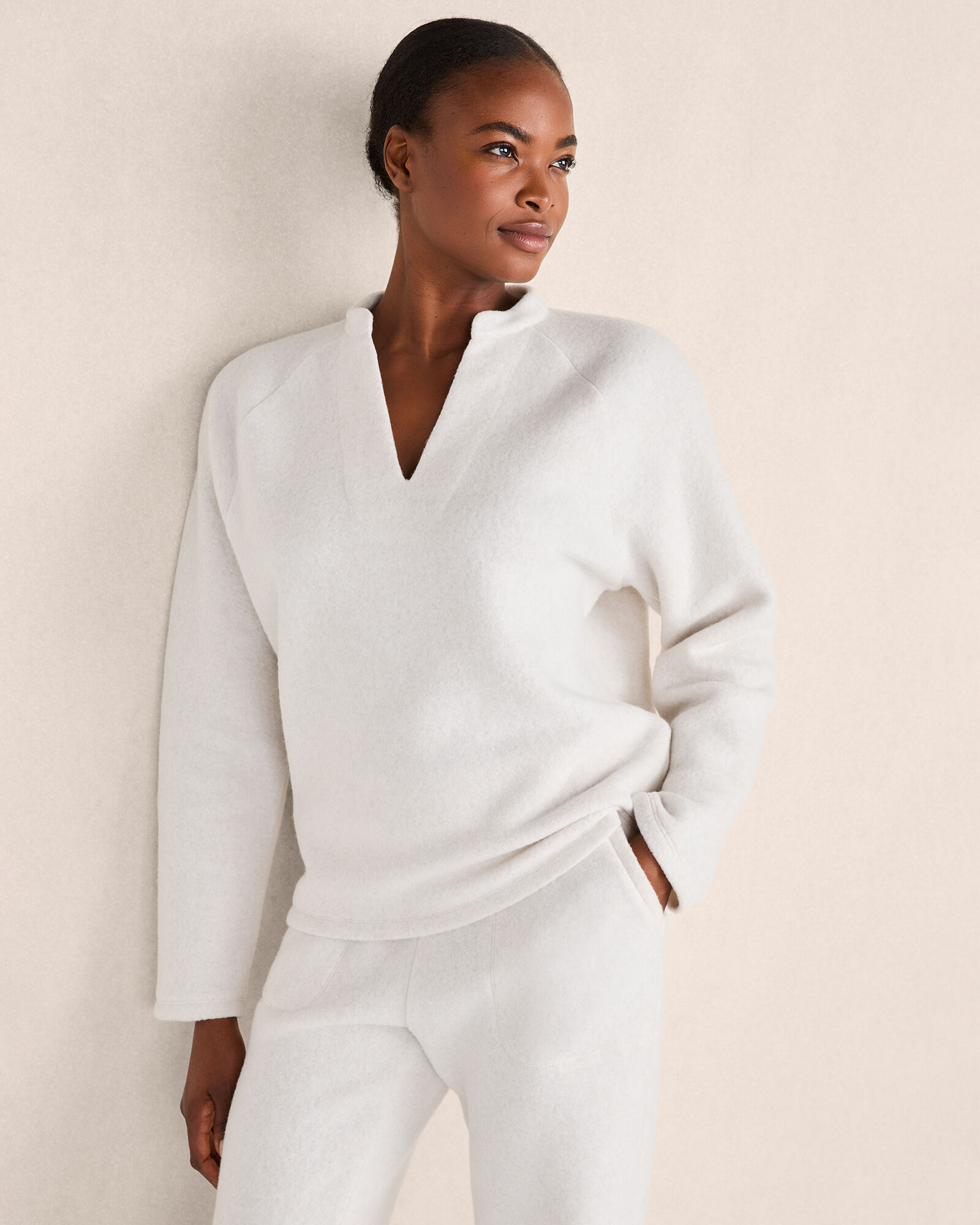 Comfort Fleece Notch-Neck Pullover