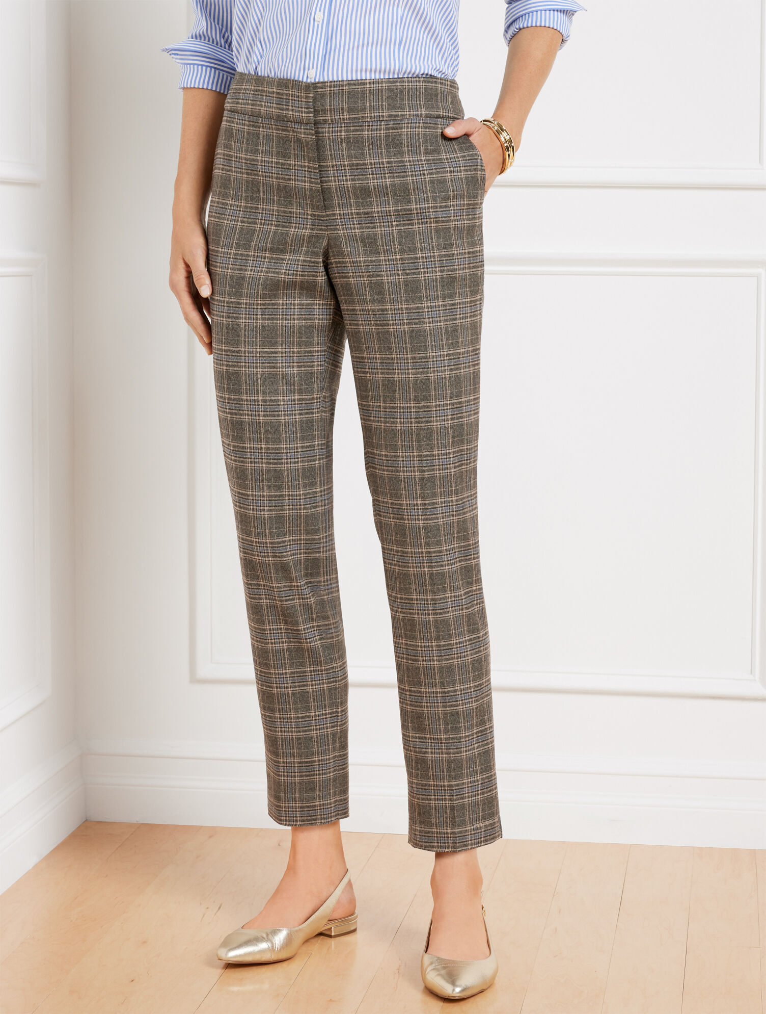 Slim Ankle Pants Glen Plaid Talbots