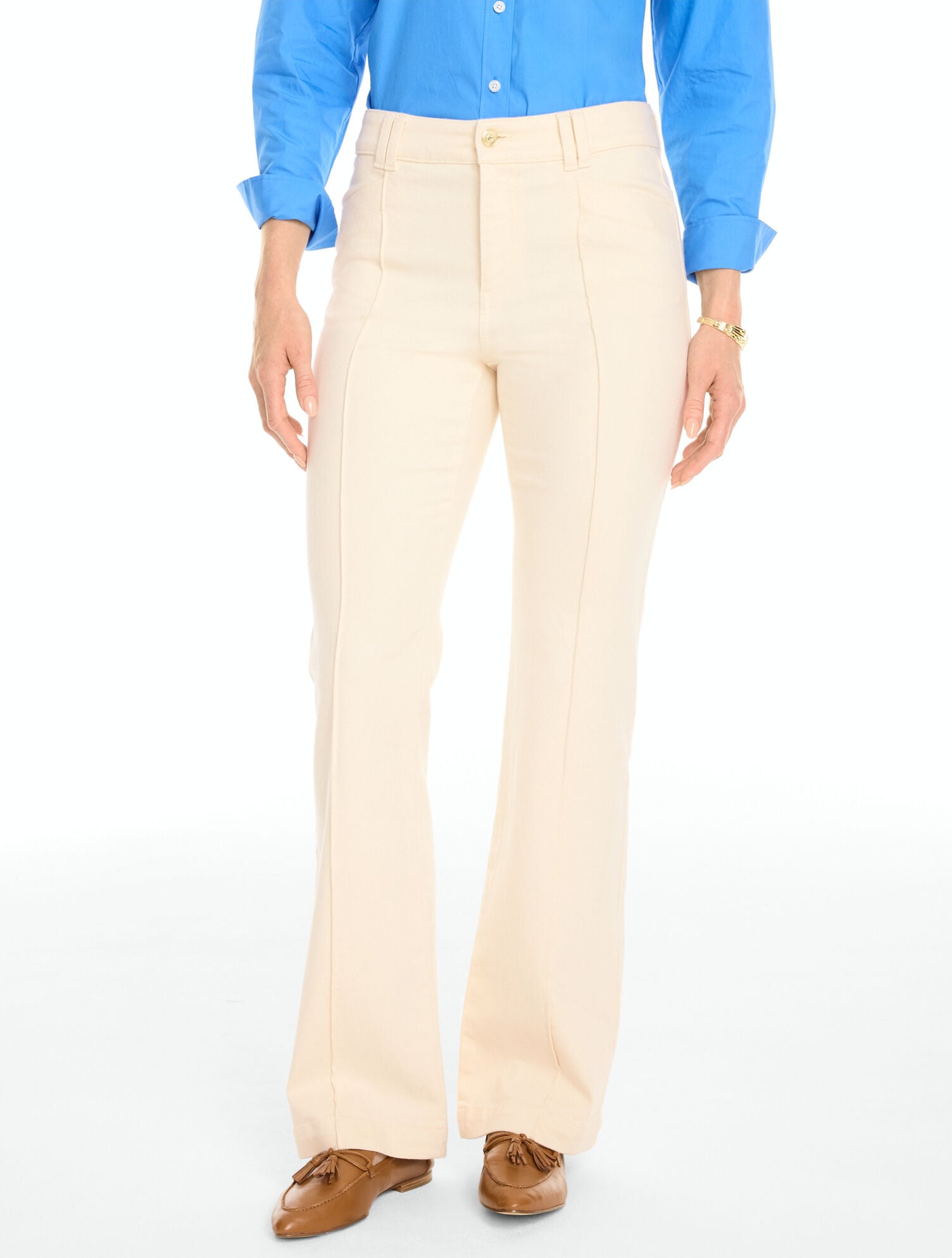 Flare Leg High Waist Pintuck Jeans