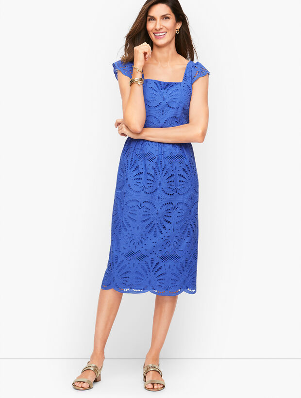 Ruffle Eyelet A-Line Dress