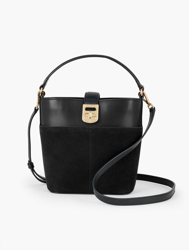 Suede &amp; Leather Bucket Bag
