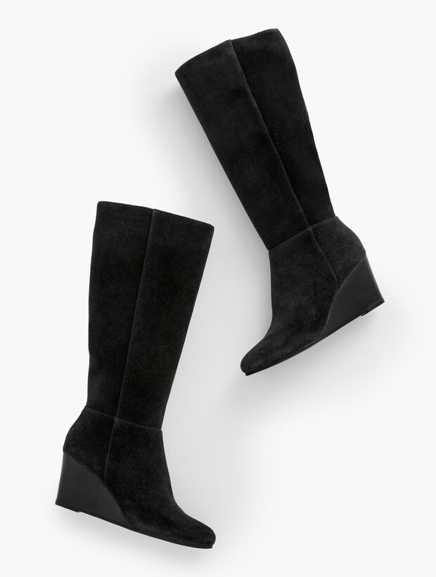 Lilia Suede Tall Wedge Boots